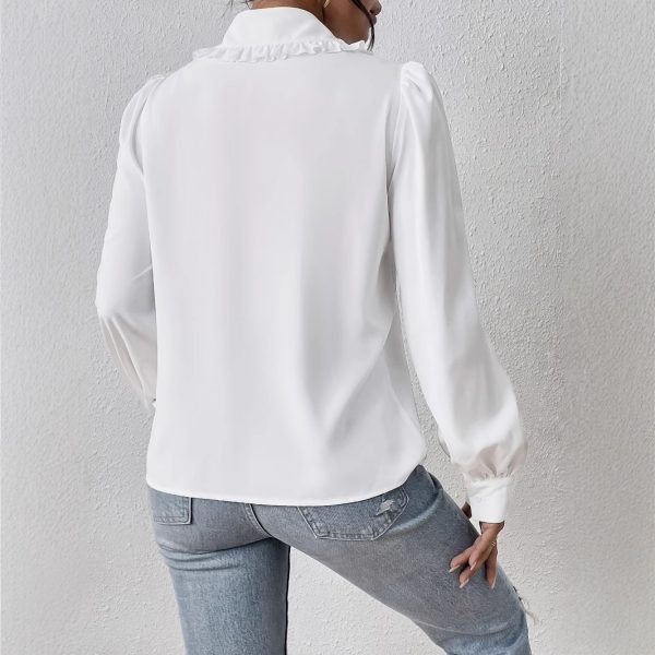 Women's Long-sleeved Temperament White Ruffled Puffed Sleeve Blouse - Image 2