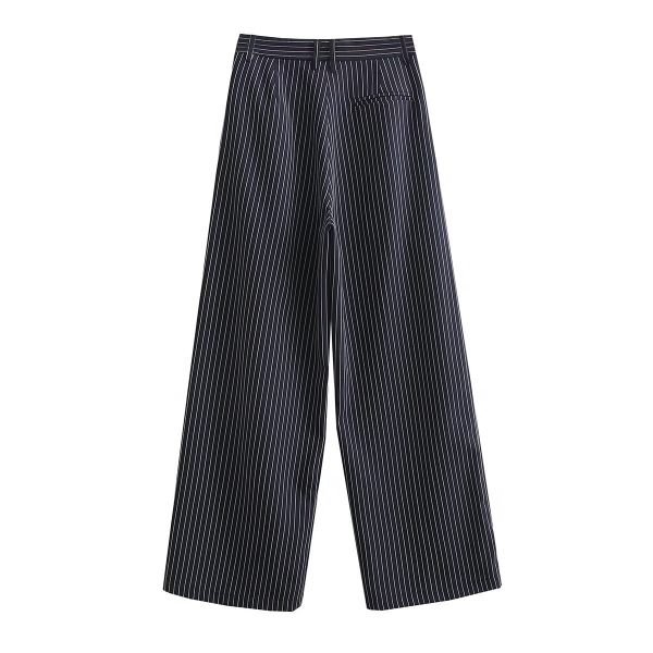 Striped Waist Slim Fit Casual Wide-leg Trousers - Image 6