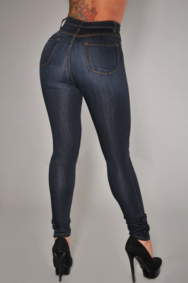 High-waist stretch slim denim pants - Image 5