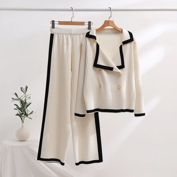 Women's Autumn Knitted Wide-leg Pants Two-piece Set - Image 4