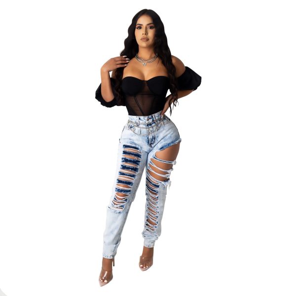 Non-stretch ripped jeans - Image 2