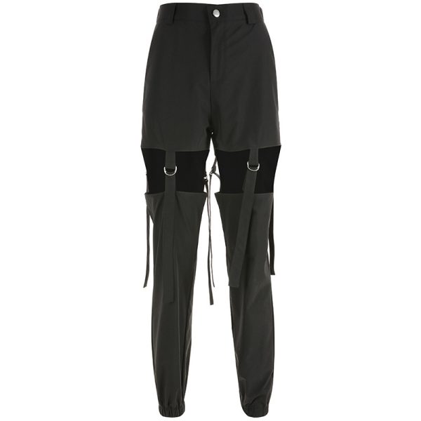 European beauty pants spring foreign trade hot new loose hollow beam feet pants tide section street hip-hop overalls - Image 2