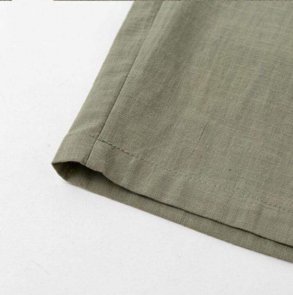Solid color button slim trousers - Image 3