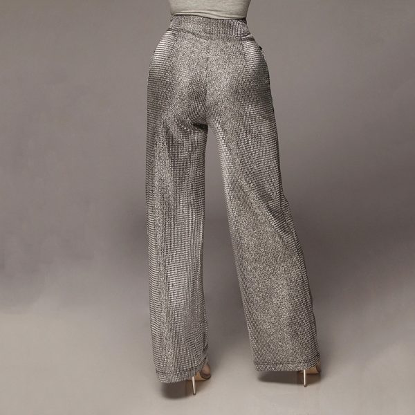 Bright silk sexy high waist wide-leg pants - Image 2