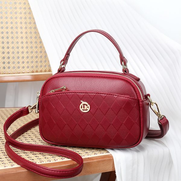 Women's Handbag Multi-layer Large Capacity Soft Leather Embossed Shoulder Messenger Bag Women's Bag Fashion - Image 4