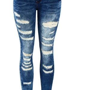 Stretch cotton hole pencil feet jeans women