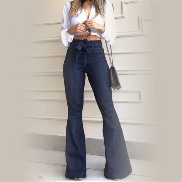 Micro elastic lace-up flared pants - Image 3
