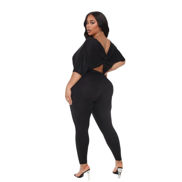 Loose Casual Back Twist Backless Solid Color Two-piece Suit - Image 5