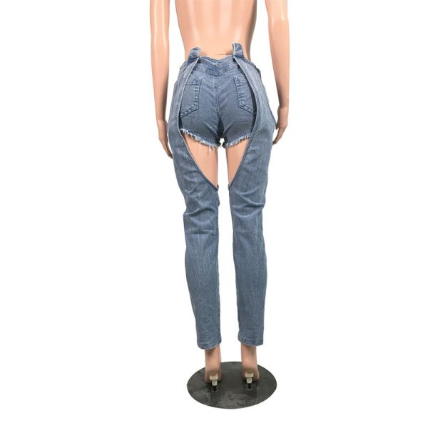 Long and short stitched jeans - Image 5