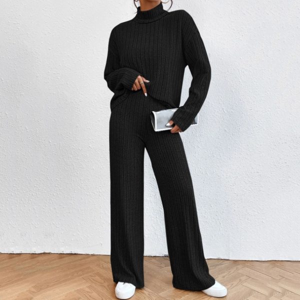 Autumn And Winter Leisure Turtleneck Knitting Long-sleeve Suit Women's Sweater Loose Trousers Two-piece Set - Image 8