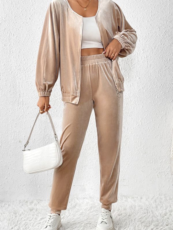 New Solid Color Velvet Casual Fashion Set Female Simple Versatile Home Two-piece Set Female - Image 10