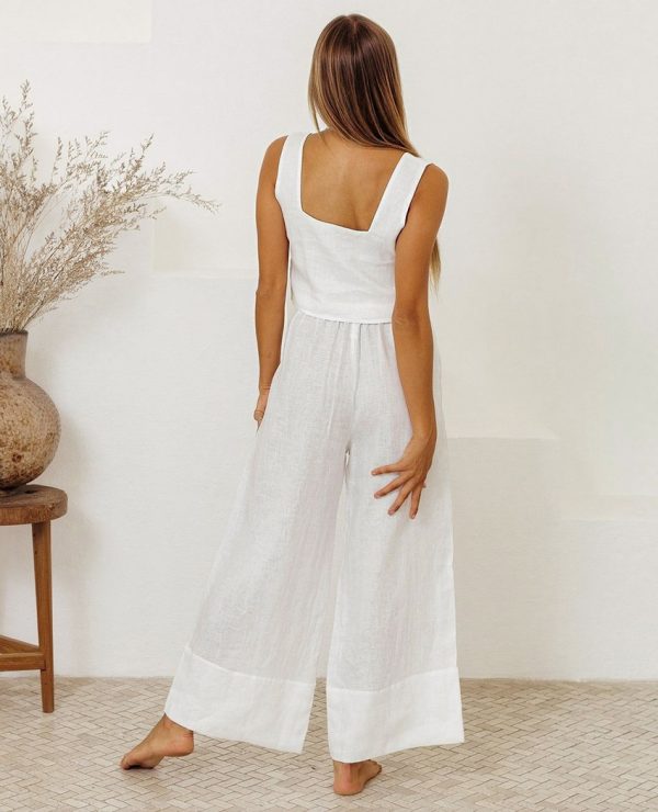 Cotton And Linen Wholesale Vest Sleeveless Trousers Loose Outfit Fashion Suit - Image 6