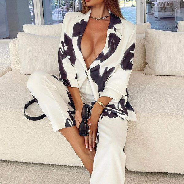 Professional Casual Elegant Business Suit Top Vintage Printed Suit - Image 7