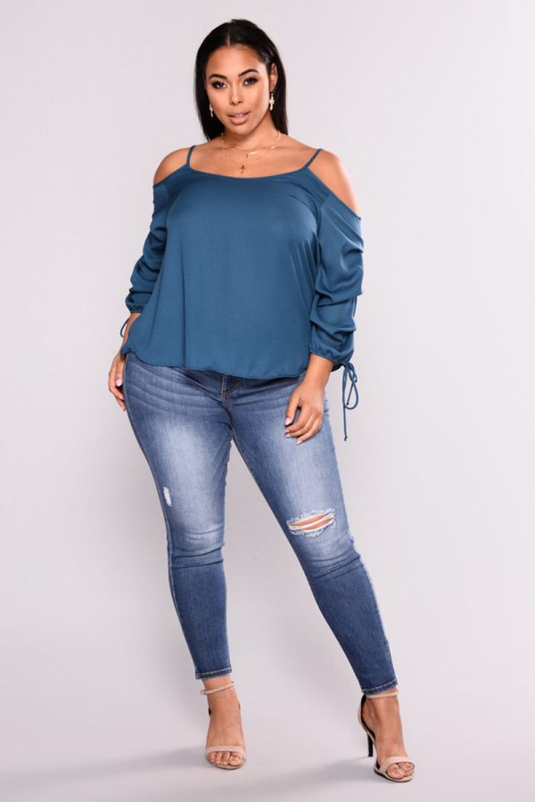 Large size hole high elastic jeans women's feet pants - Image 3