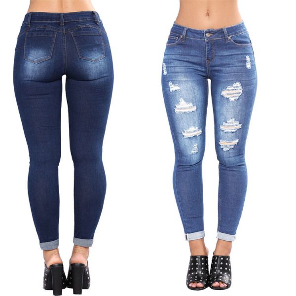Denim pants with ripped holes - Image 2