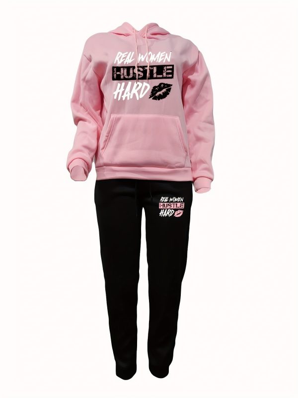 Plus Velvet Hoodie Casual Printed Sports Suit - Image 4