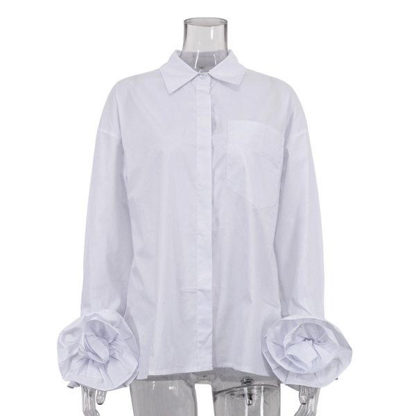 Stitching Flower Long Sleeve Shirt - Image 4