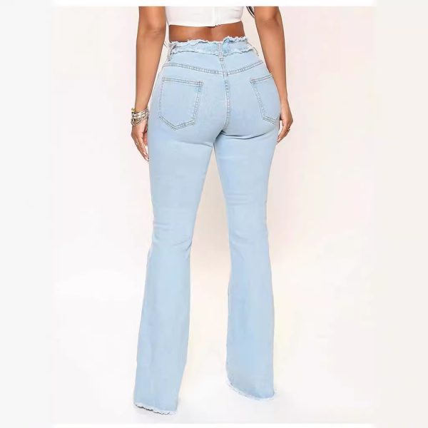 Raw Hem Jeans Women's Plus Size Washed Fringe - Image 3