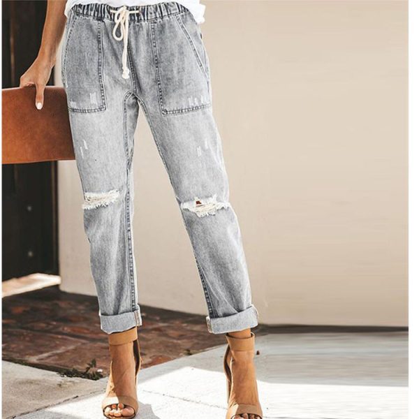 Casual straight hole trousers - Image 4