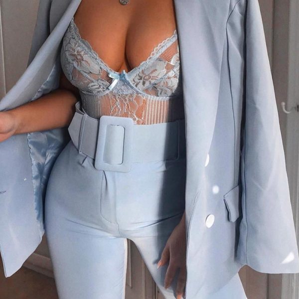Slim solid color high waist 9 points pants - Image 4