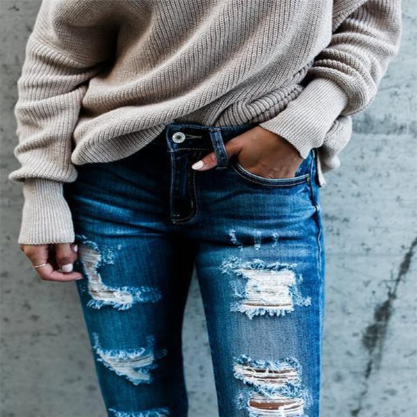 Frayed white ripped slim fit jeans - Image 6