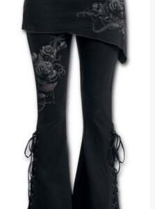 Trousers Fashion Flower Printed Sexy bandage Stretch Large 4/5 Flare Pants