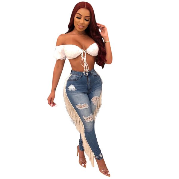 Casual ruffled fringed jeans - Image 7