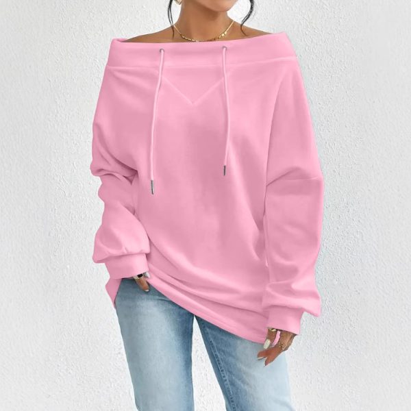 Women's Loose Casual Drawstring Off-the-shoulder Off-shoulder Top - Image 2