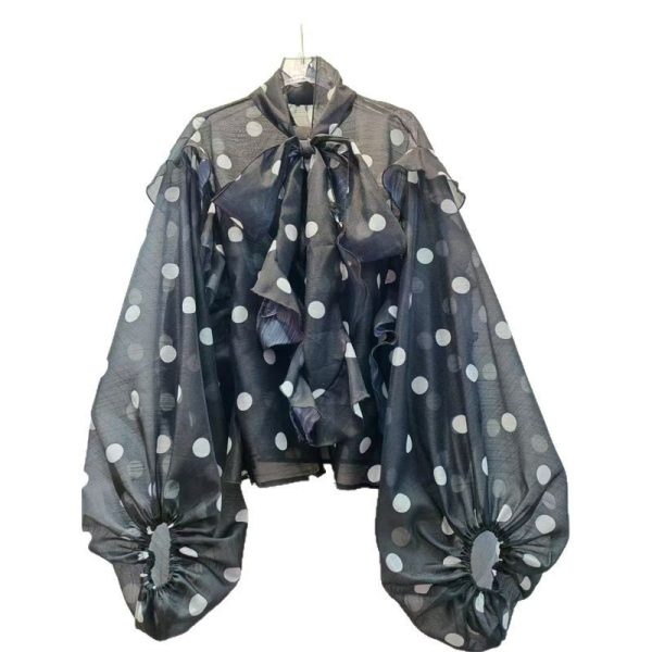 Unique Ruffled Temperament Polka Dot Shirt Women - Image 5