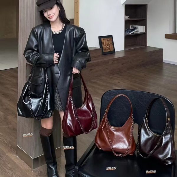 New High-grade Large-capacity Retro Soft Leather Versatile Shoulder Tote Bag - Image 5