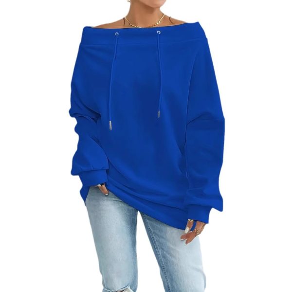 Women's Loose Casual Drawstring Off-the-shoulder Off-shoulder Top - Image 5