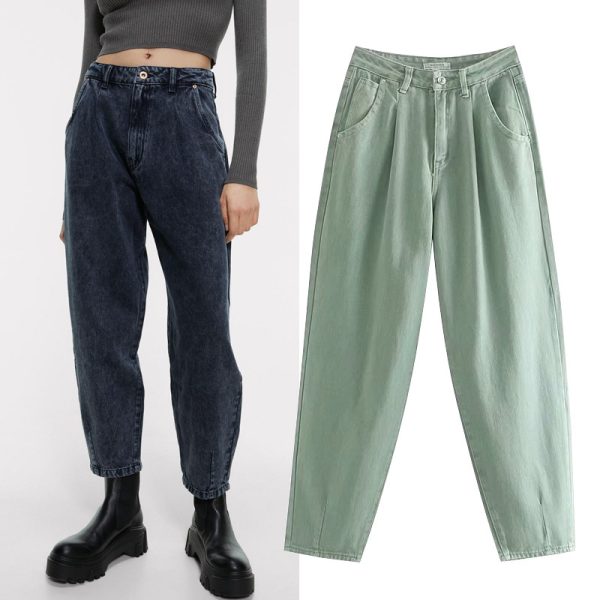 Women's loose high waist denim trousers - Image 5