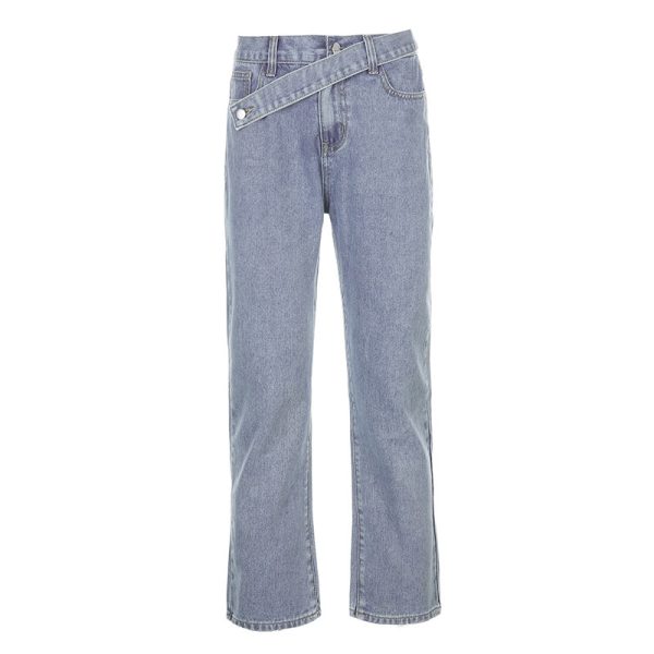 Irregular belt fashion high waist slim jeans - Image 5