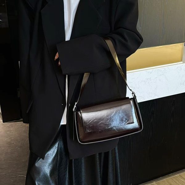 Fashion Winter All-matching Oil Wax Leather Shoulder Underarm Bag - Image 3