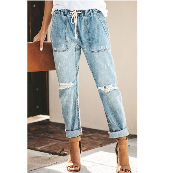 Casual straight hole trousers - Image 5