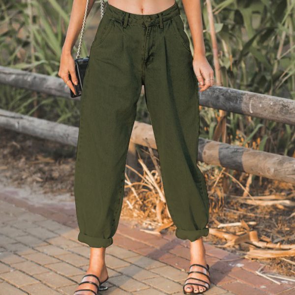 Women's loose high waist denim trousers - Image 3