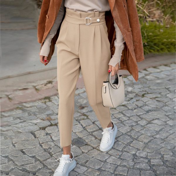 Casual pants with wood ears