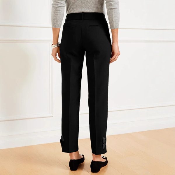 Women's Slim High Waist Bow Cropped Pants - Image 2
