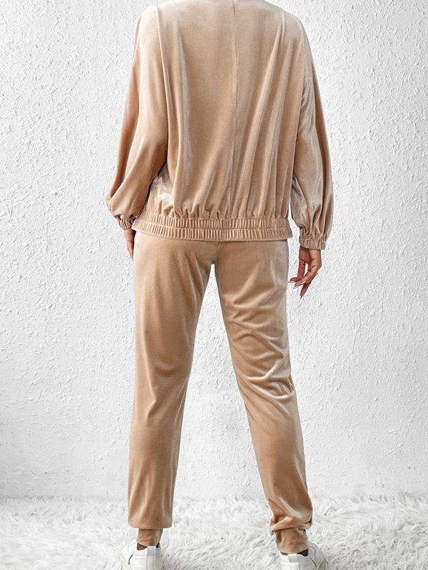 New Solid Color Velvet Casual Fashion Set Female Simple Versatile Home Two-piece Set Female - Image 7