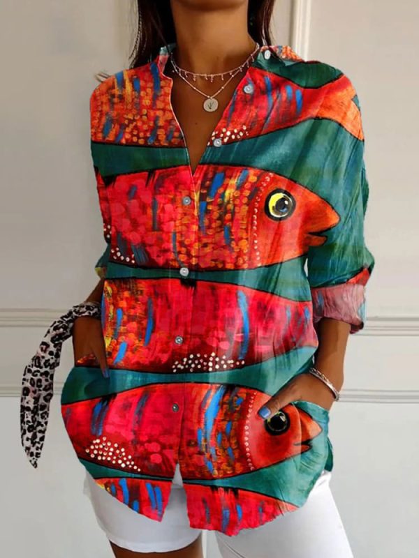 Women's Drop-shoulder Sleeve 3D Digital Printing Long-sleeved Shirt - Image 6