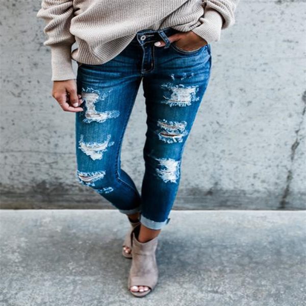 Frayed white ripped slim fit jeans - Image 4