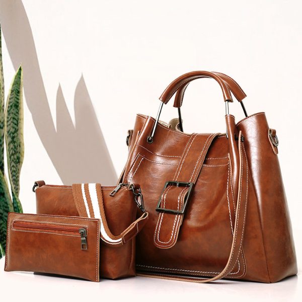Fashion Women's Three-piece PU Portable Shoulder Bag - Image 9