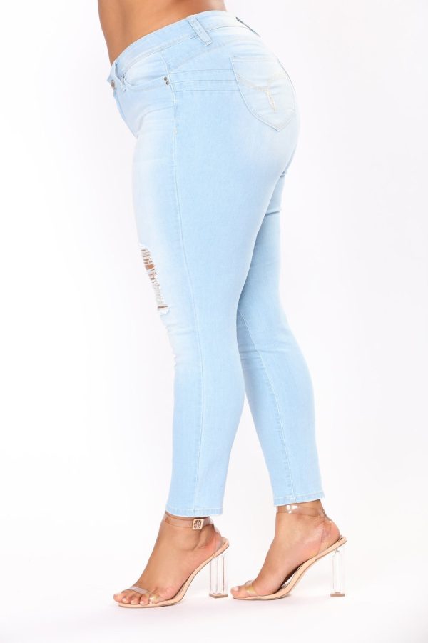 Elastic embroidered denim ladies feet pants jeans - Image 2
