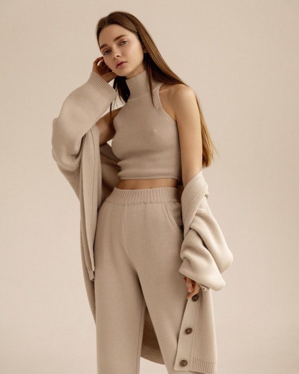 Turtleneck Single-breasted Wool Ladies Three-piece Set Pack - Image 7