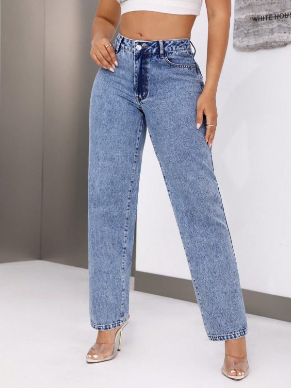 Women's Retro Fashion High Waist Denim Straight - Image 5