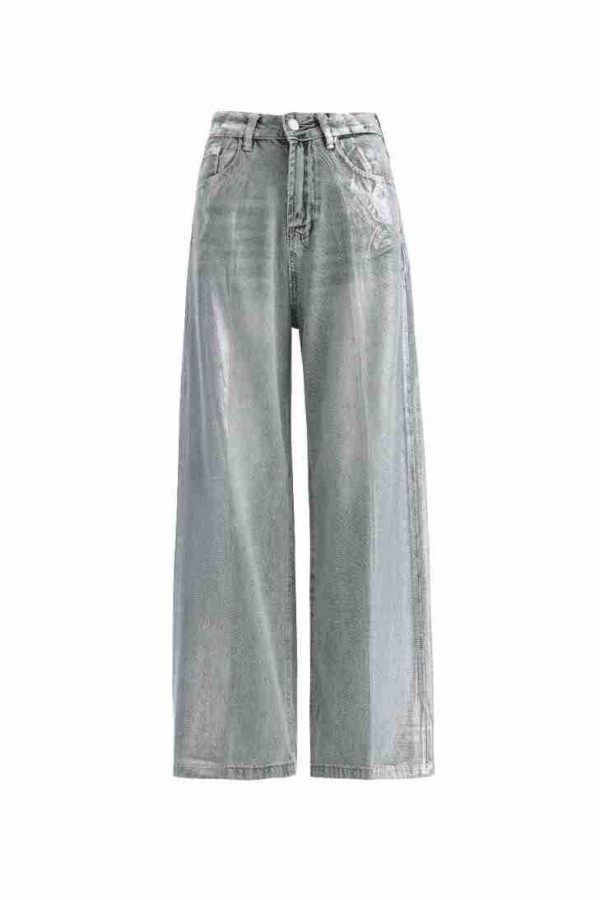 European And American Fashion Retro Hot Silver Loose Jeans - Image 5