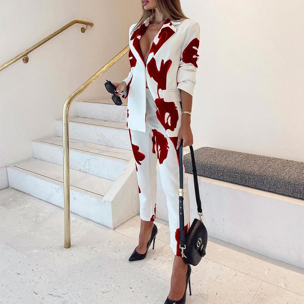 Professional Casual Elegant Business Suit Top Vintage Printed Suit - Image 2