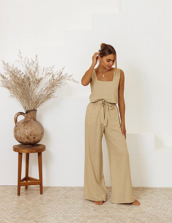 Cotton And Linen Wholesale Vest Sleeveless Trousers Loose Outfit Fashion Suit - Image 7