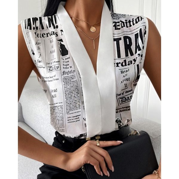 Printed Sleeveless Shirt Top For Women - Image 7