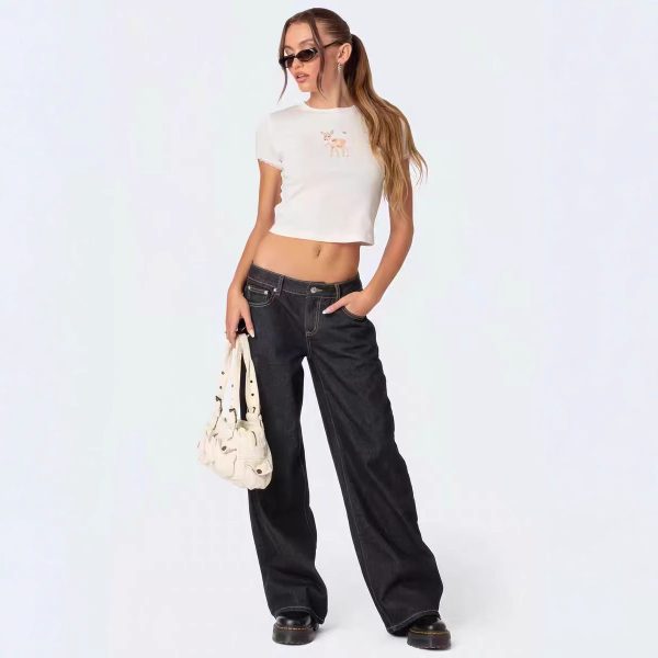European And American Hot Girl Fashionable Simple Low Waist Wide Leg Jeans - Image 3